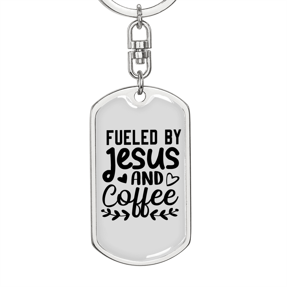 Fueled By Jesus Keychain Stainless Steel or 18k Gold Dog Tag Keyring-Express Your Love Gifts
