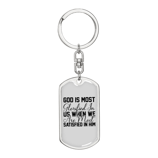 Glorified In Us Keychain Stainless Steel or 18k Gold Dog Tag Keyring-Express Your Love Gifts