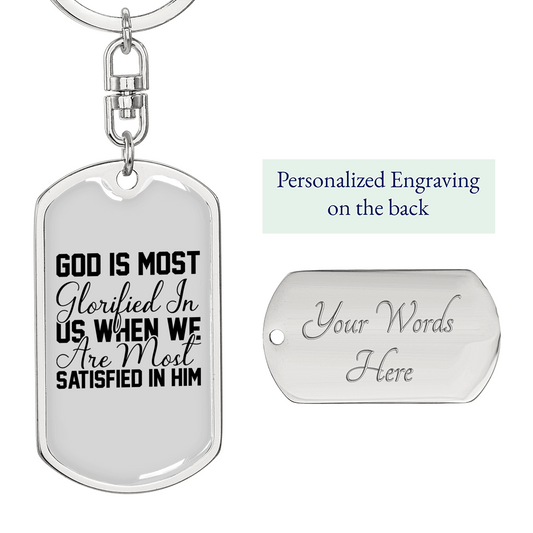Glorified In Us Keychain Stainless Steel or 18k Gold Dog Tag Keyring-Express Your Love Gifts