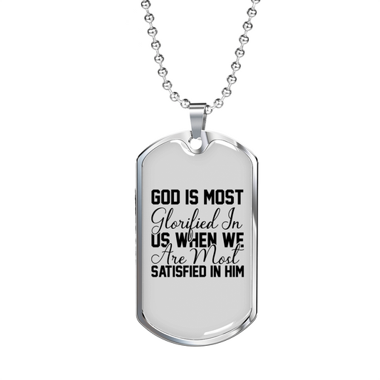 Glorified In Us Necklace Stainless Steel or 18k Gold Dog Tag 24" Chain-Express Your Love Gifts