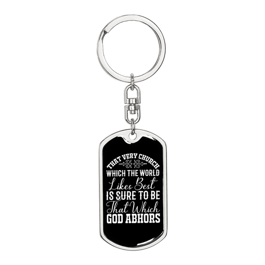 God Abhors Keychain Stainless Steel or 18k Gold Dog Tag Keyring-Express Your Love Gifts