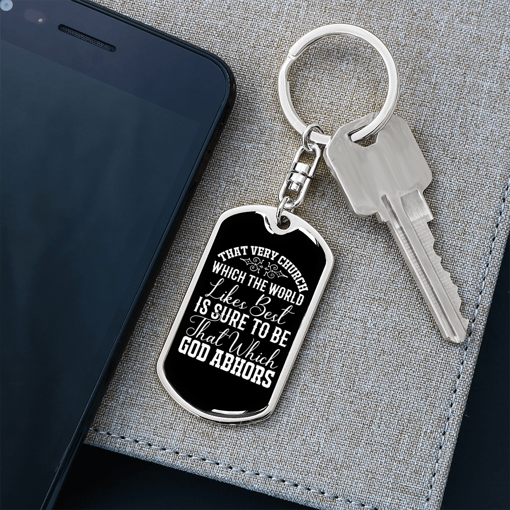 God Abhors Keychain Stainless Steel or 18k Gold Dog Tag Keyring-Express Your Love Gifts