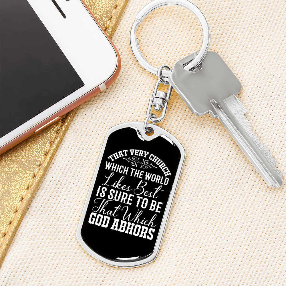 God Abhors Keychain Stainless Steel or 18k Gold Dog Tag Keyring-Express Your Love Gifts