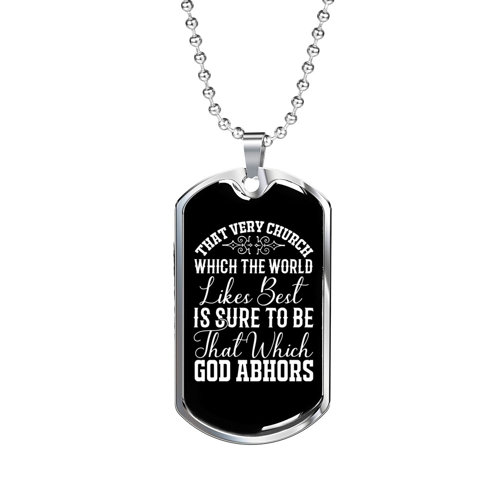 God Abhors Necklace Stainless Steel or 18k Gold Dog Tag 24" Chain-Express Your Love Gifts