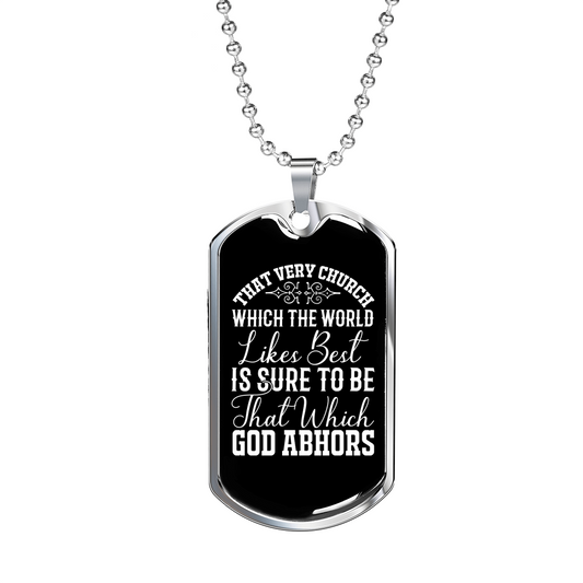 God Abhors Necklace Stainless Steel or 18k Gold Dog Tag 24" Chain-Express Your Love Gifts