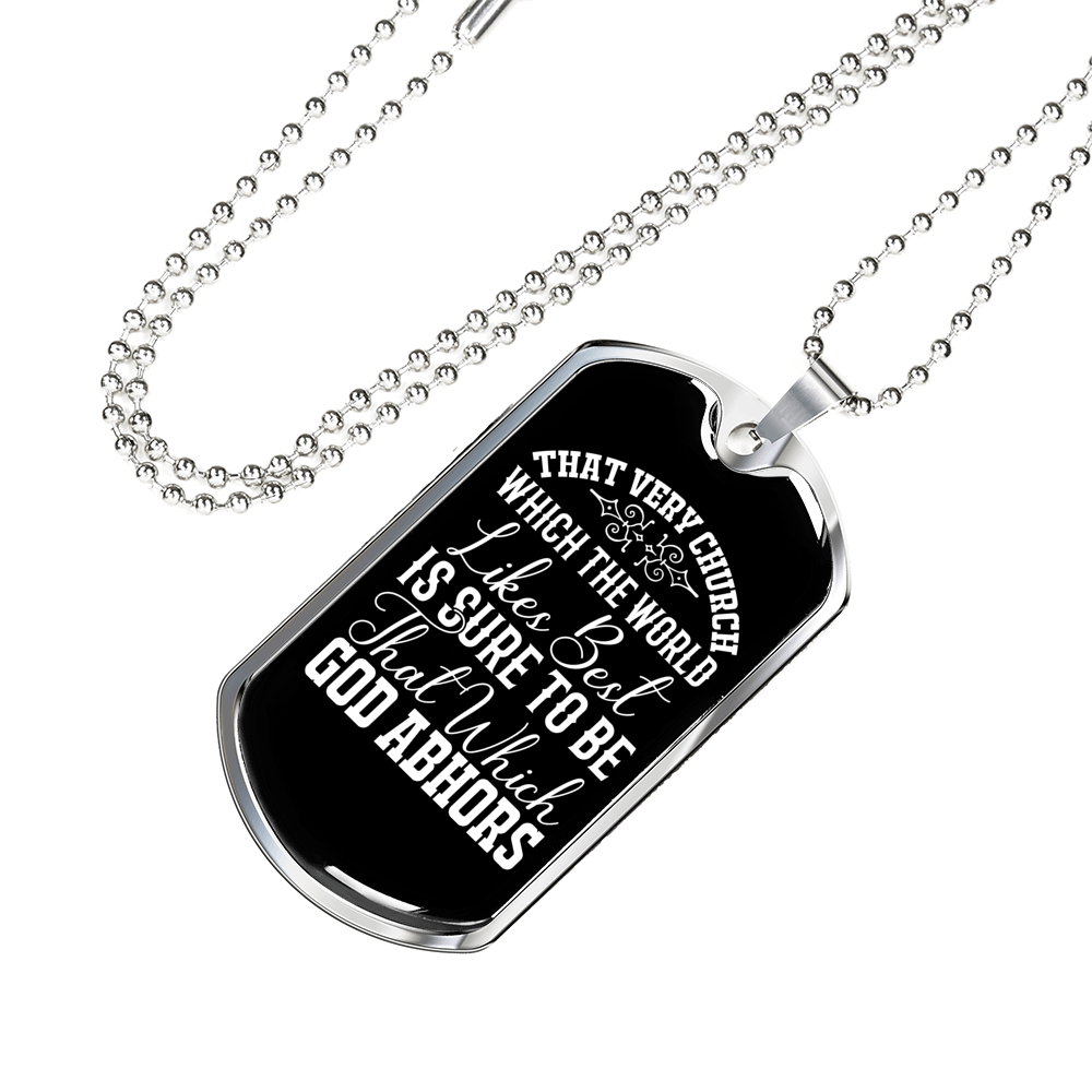 God Abhors Necklace Stainless Steel or 18k Gold Dog Tag 24" Chain-Express Your Love Gifts