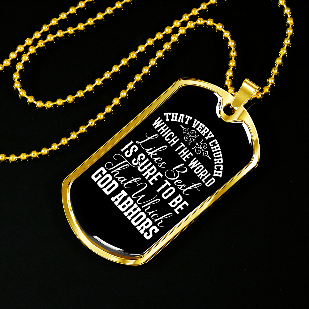 God Abhors Necklace Stainless Steel or 18k Gold Dog Tag 24" Chain-Express Your Love Gifts