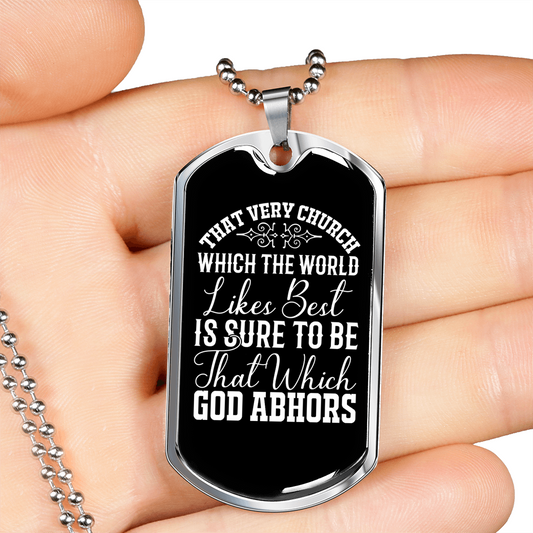 God Abhors Necklace Stainless Steel or 18k Gold Dog Tag 24" Chain-Express Your Love Gifts