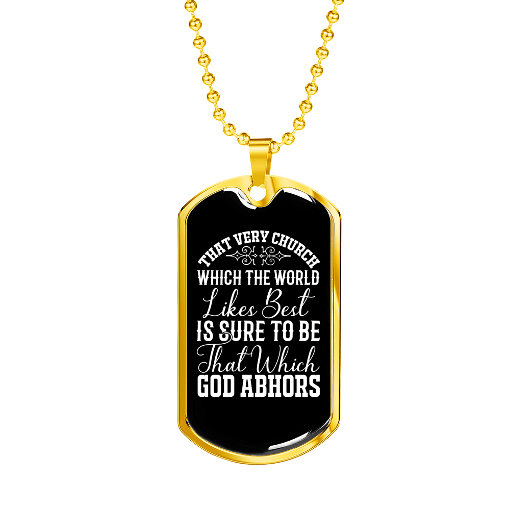 God Abhors Necklace Stainless Steel or 18k Gold Dog Tag 24" Chain-Express Your Love Gifts