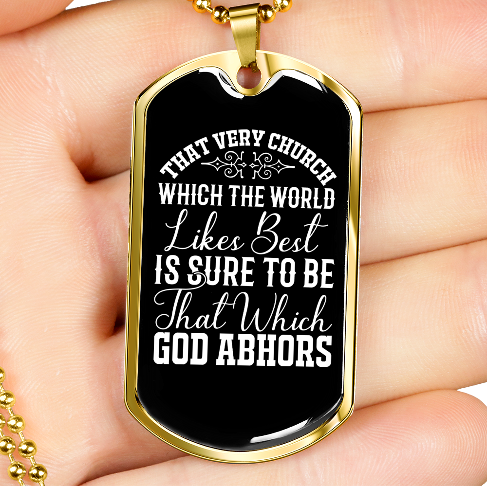 God Abhors Necklace Stainless Steel or 18k Gold Dog Tag 24" Chain-Express Your Love Gifts