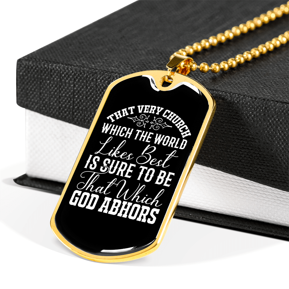 God Abhors Necklace Stainless Steel or 18k Gold Dog Tag 24" Chain-Express Your Love Gifts