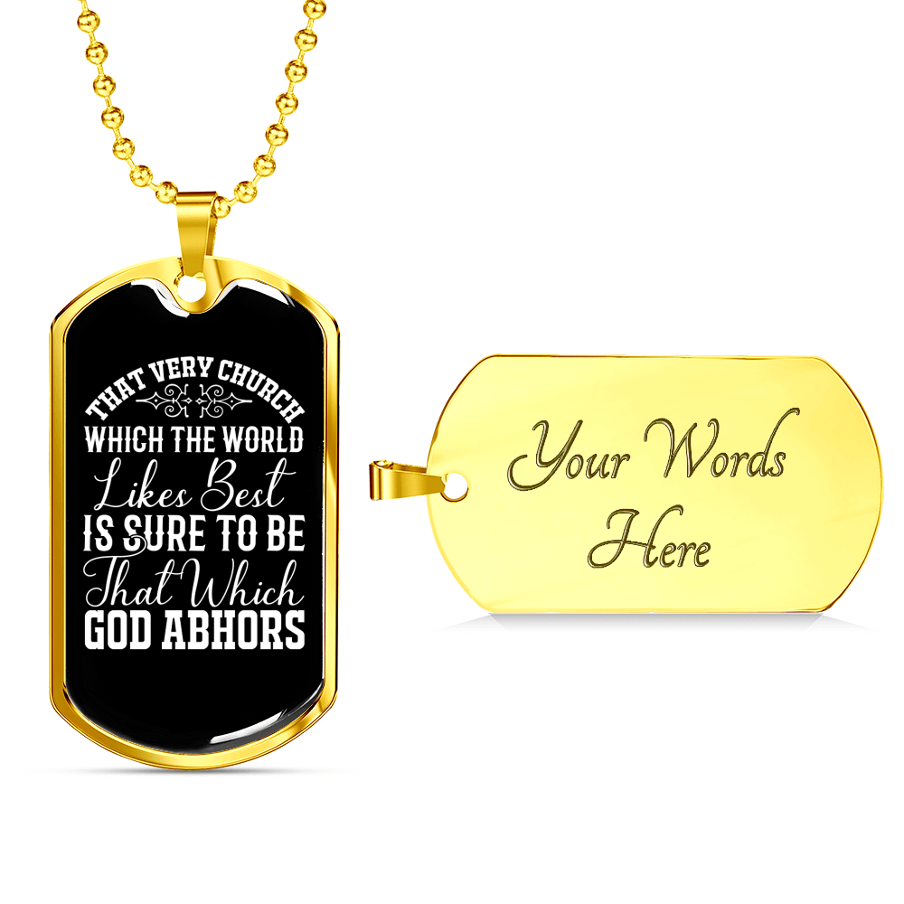 God Abhors Necklace Stainless Steel or 18k Gold Dog Tag 24" Chain-Express Your Love Gifts