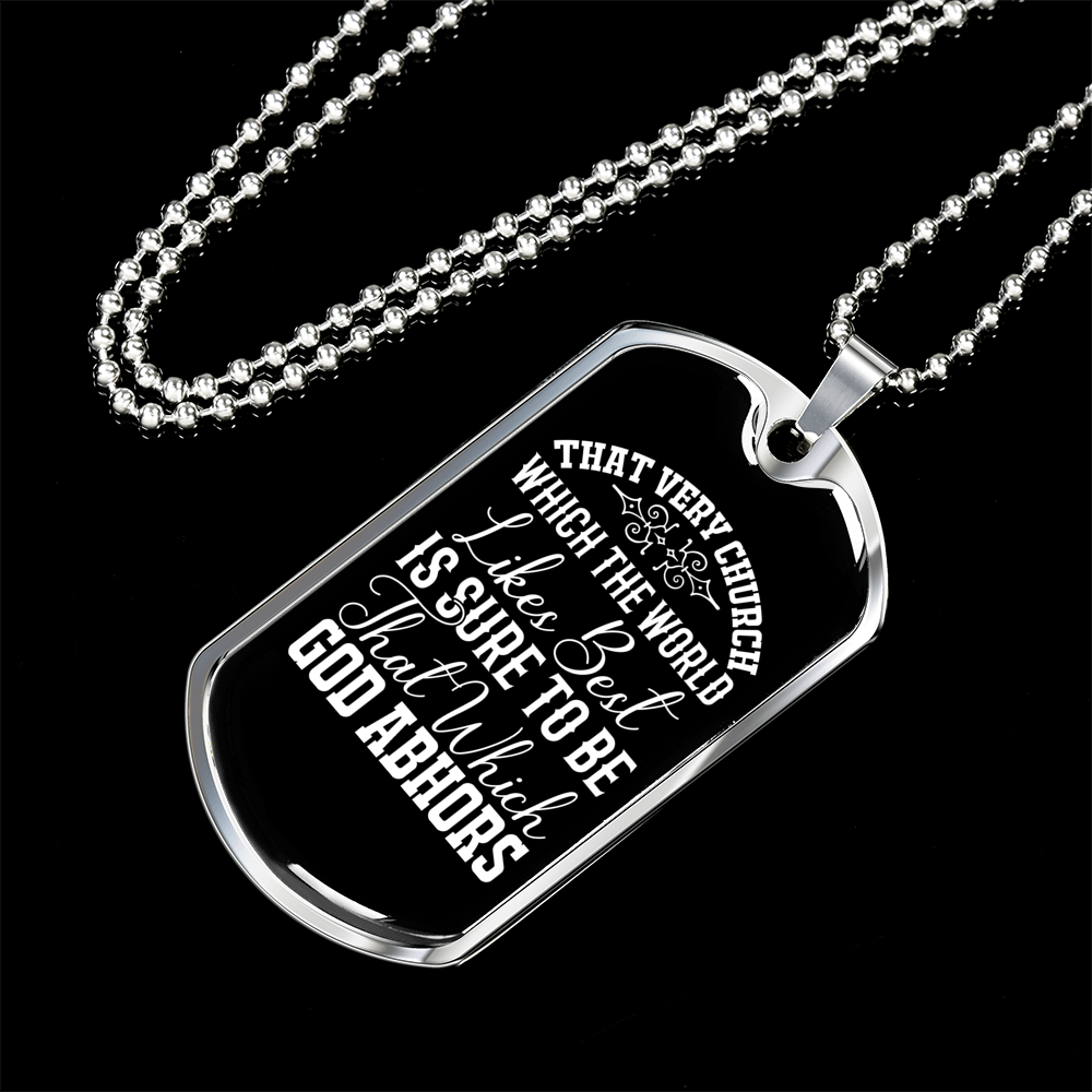 God Abhors Necklace Stainless Steel or 18k Gold Dog Tag 24" Chain-Express Your Love Gifts
