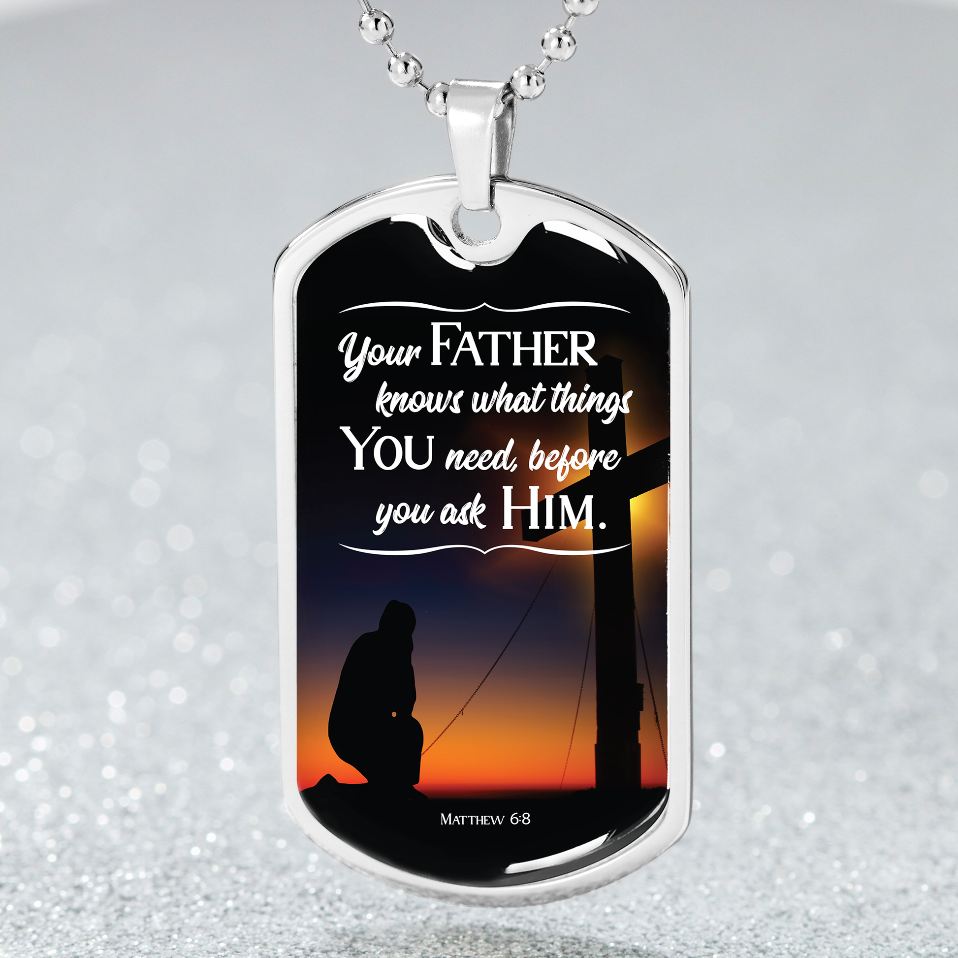 God Already Knows What You Need Christian Faith Necklace Stainless Steel or 18k Gold Dog Tag 24" Chain-Express Your Love Gifts