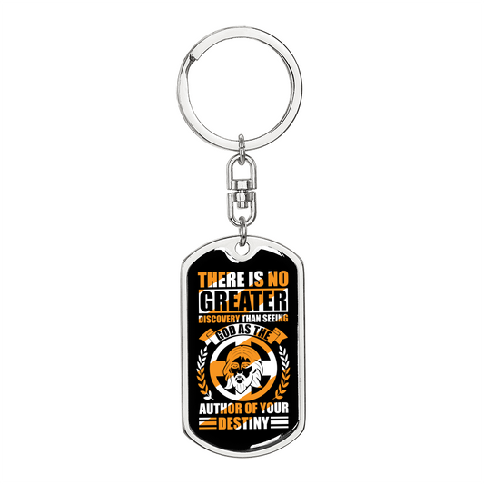 God Author Of Destiny Keychain Stainless Steel or 18k Gold Dog Tag Keyring-Express Your Love Gifts