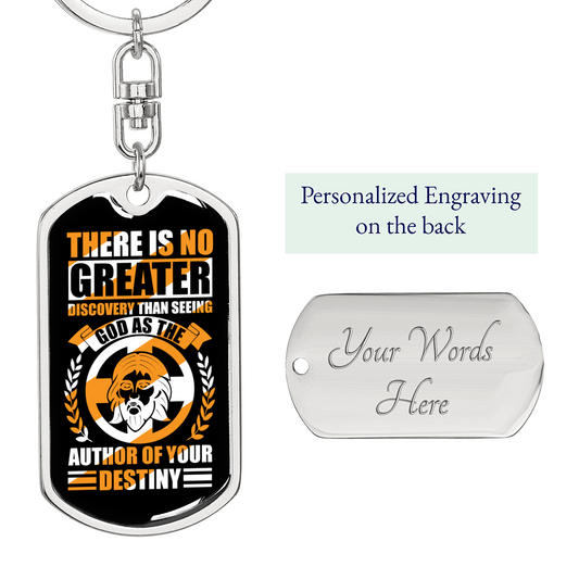 God Author Of Destiny Keychain Stainless Steel or 18k Gold Dog Tag Keyring-Express Your Love Gifts