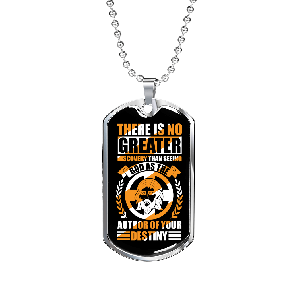 God Author Of Destiny Necklace Stainless Steel or 18k Gold Dog Tag 24" Chain-Express Your Love Gifts