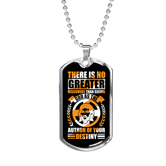 God Author Of Destiny Necklace Stainless Steel or 18k Gold Dog Tag 24" Chain-Express Your Love Gifts