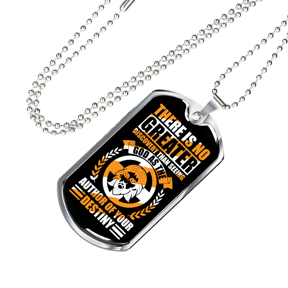 God Author Of Destiny Necklace Stainless Steel or 18k Gold Dog Tag 24" Chain-Express Your Love Gifts