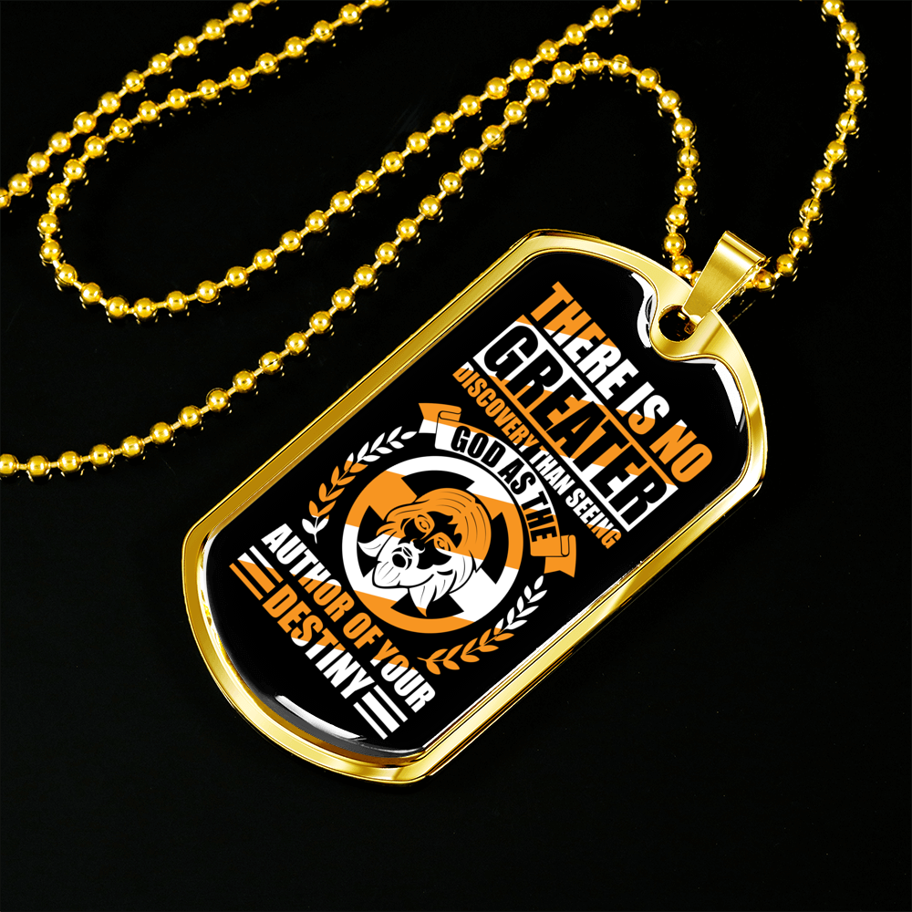 God Author Of Destiny Necklace Stainless Steel or 18k Gold Dog Tag 24" Chain-Express Your Love Gifts
