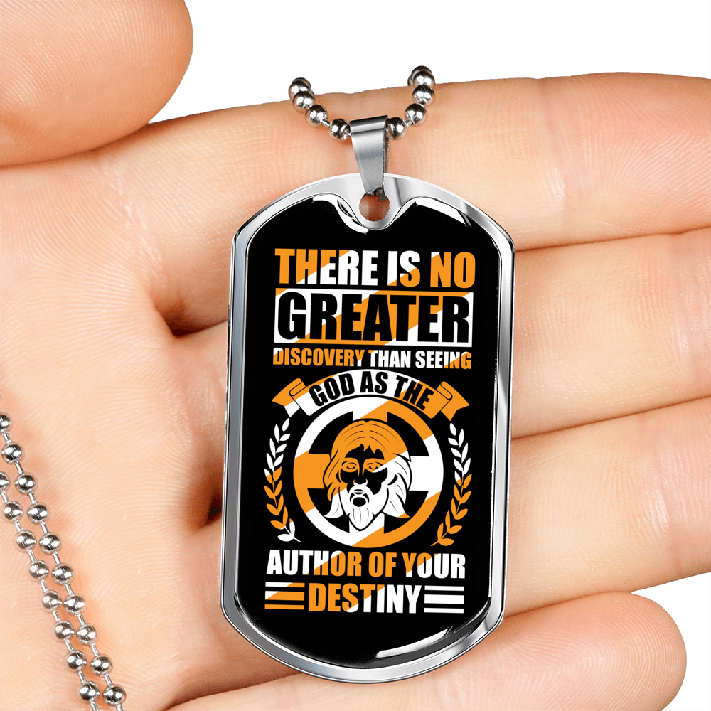God Author Of Destiny Necklace Stainless Steel or 18k Gold Dog Tag 24" Chain-Express Your Love Gifts