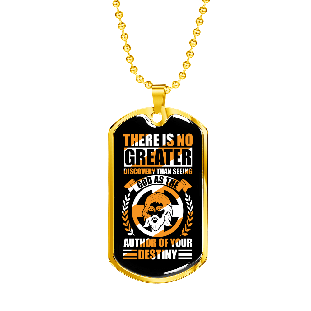 God Author Of Destiny Necklace Stainless Steel or 18k Gold Dog Tag 24" Chain-Express Your Love Gifts