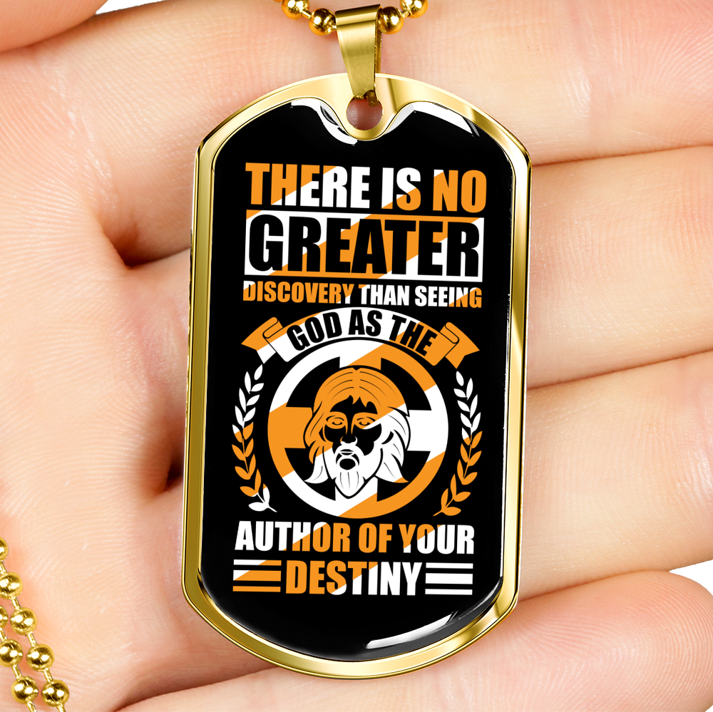 God Author Of Destiny Necklace Stainless Steel or 18k Gold Dog Tag 24" Chain-Express Your Love Gifts