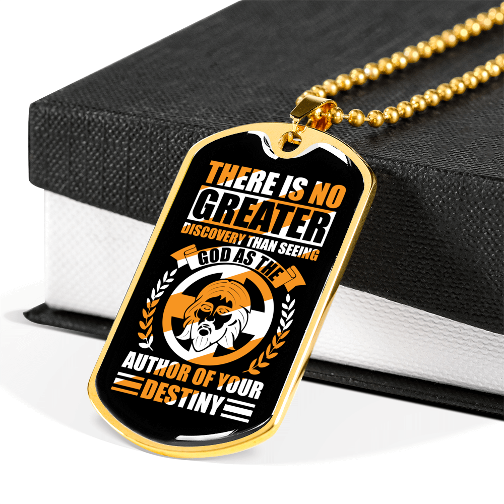 God Author Of Destiny Necklace Stainless Steel or 18k Gold Dog Tag 24" Chain-Express Your Love Gifts