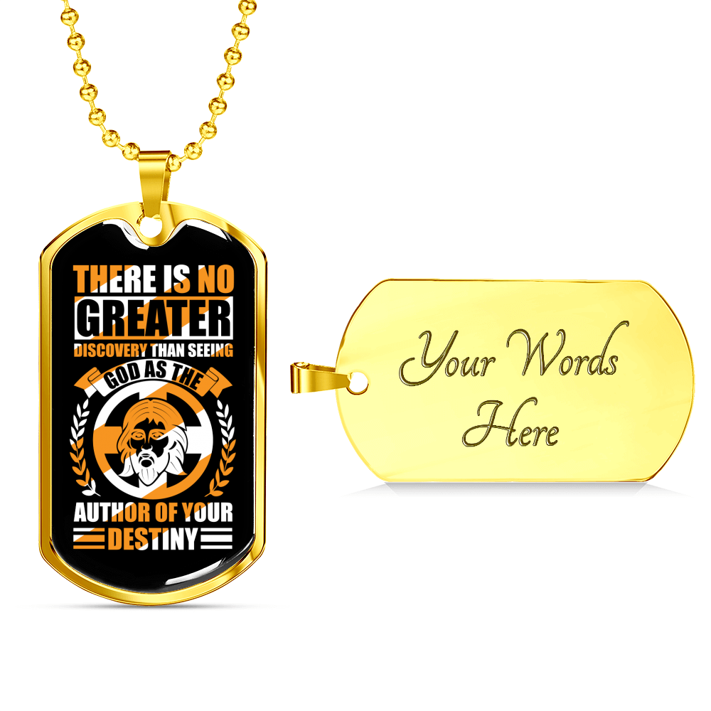 God Author Of Destiny Necklace Stainless Steel or 18k Gold Dog Tag 24" Chain-Express Your Love Gifts