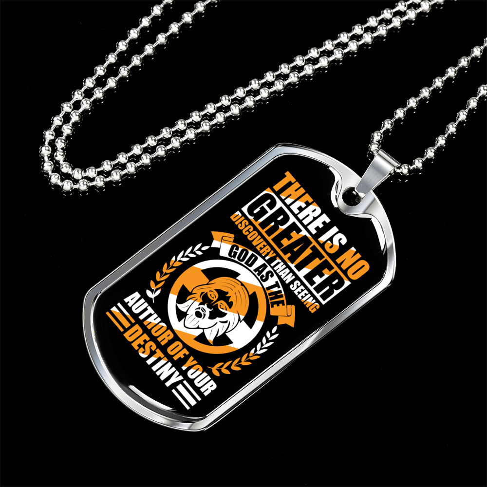 God Author Of Destiny Necklace Stainless Steel or 18k Gold Dog Tag 24" Chain-Express Your Love Gifts