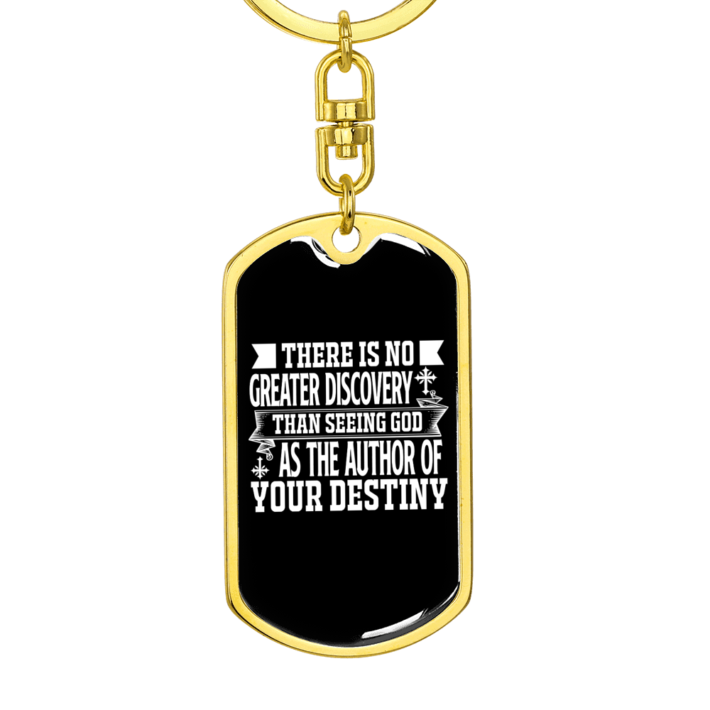 God Authors Your Destiny Romans 8:28-29 Keychain Stainless Steel or 18k Gold Dog Tag Keyring-Express Your Love Gifts