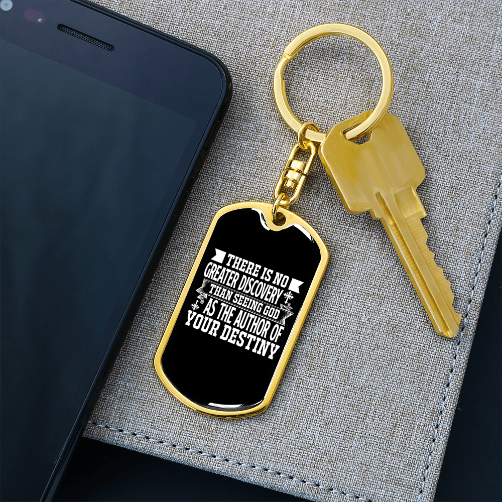 God Authors Your Destiny Romans 8:28-29 Keychain Stainless Steel or 18k Gold Dog Tag Keyring-Express Your Love Gifts