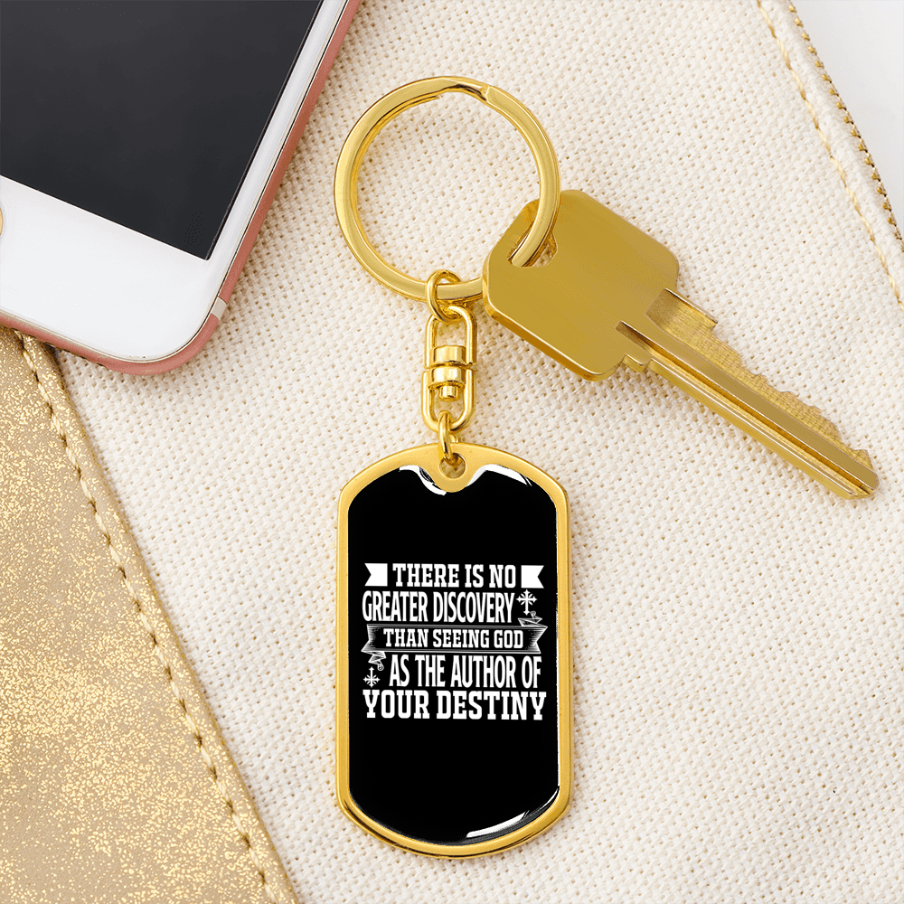 God Authors Your Destiny Romans 8:28-29 Keychain Stainless Steel or 18k Gold Dog Tag Keyring-Express Your Love Gifts