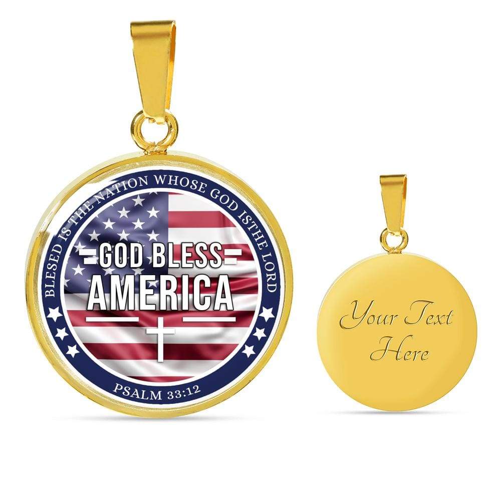 God Bless America Circle Necklace Stainless Steel 18-22" - Express Your Love Gifts