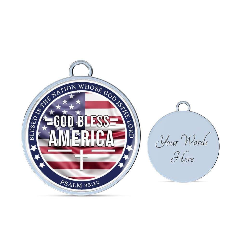 God Bless America Flag Stainless Steel or 18k Gold Circle Bangle Bracelet - Express Your Love Gifts
