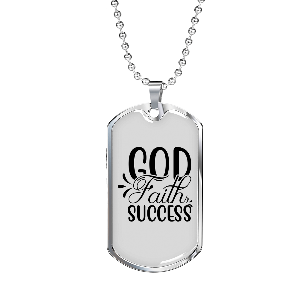 God Faith Success Necklace Stainless Steel or 18k Gold Dog Tag 24" Chain-Express Your Love Gifts