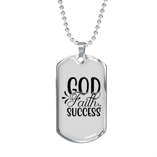 God Faith Success Necklace Stainless Steel or 18k Gold Dog Tag 24" Chain-Express Your Love Gifts