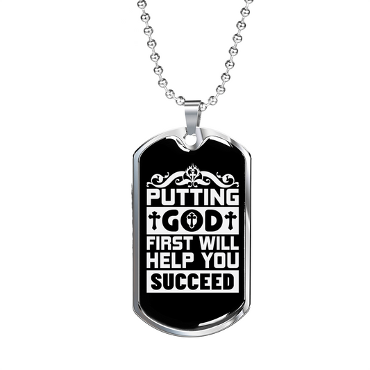 God First Necklace Stainless Steel or 18k Gold Dog Tag 24" Chain-Express Your Love Gifts
