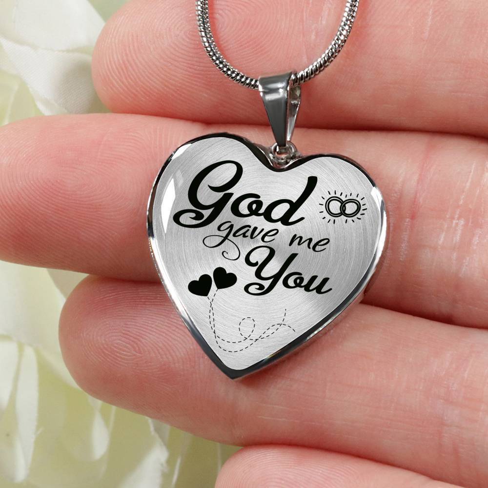 God Gave Me You Faith Gift Necklace Stainless Steel or 18k Gold Heart Pendant 18-22"-Express Your Love Gifts