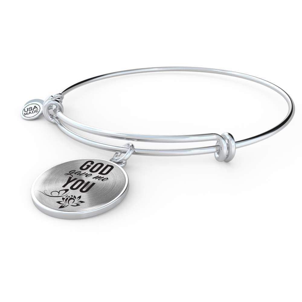 God Gave Me You Stainless Steel or 18k Gold Circle Bangle Bracelet - Express Your Love Gifts