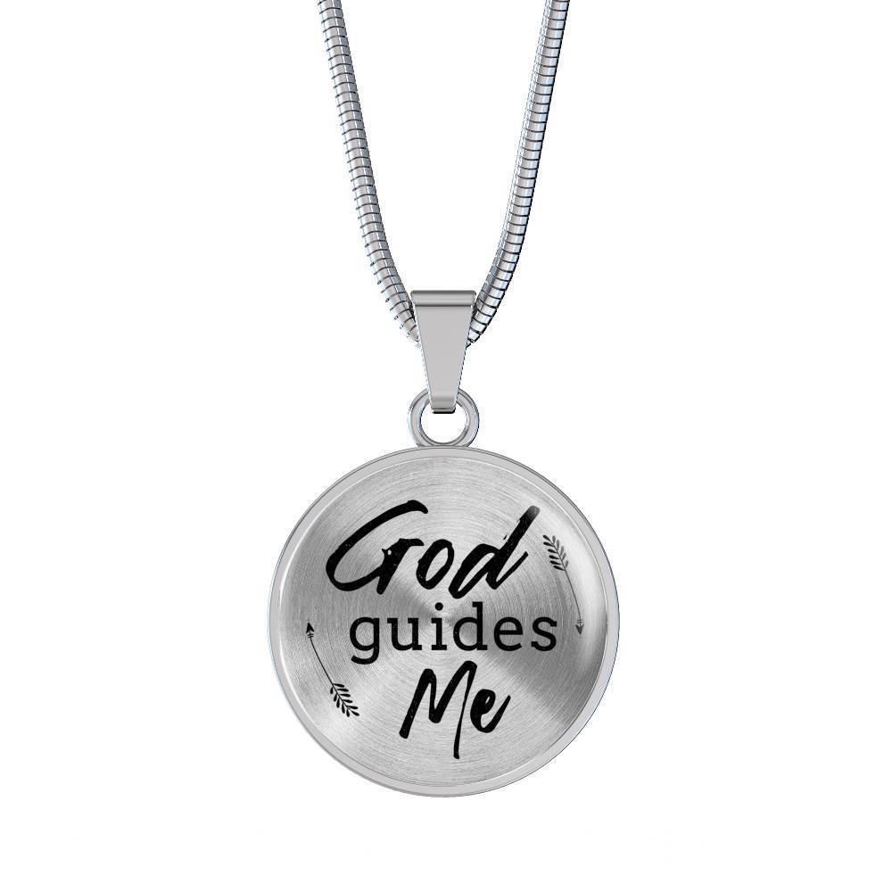 God Guides Me Bible Verse Circle Necklace Stainless Steel or 18k Gold 18-22"-Express Your Love Gifts