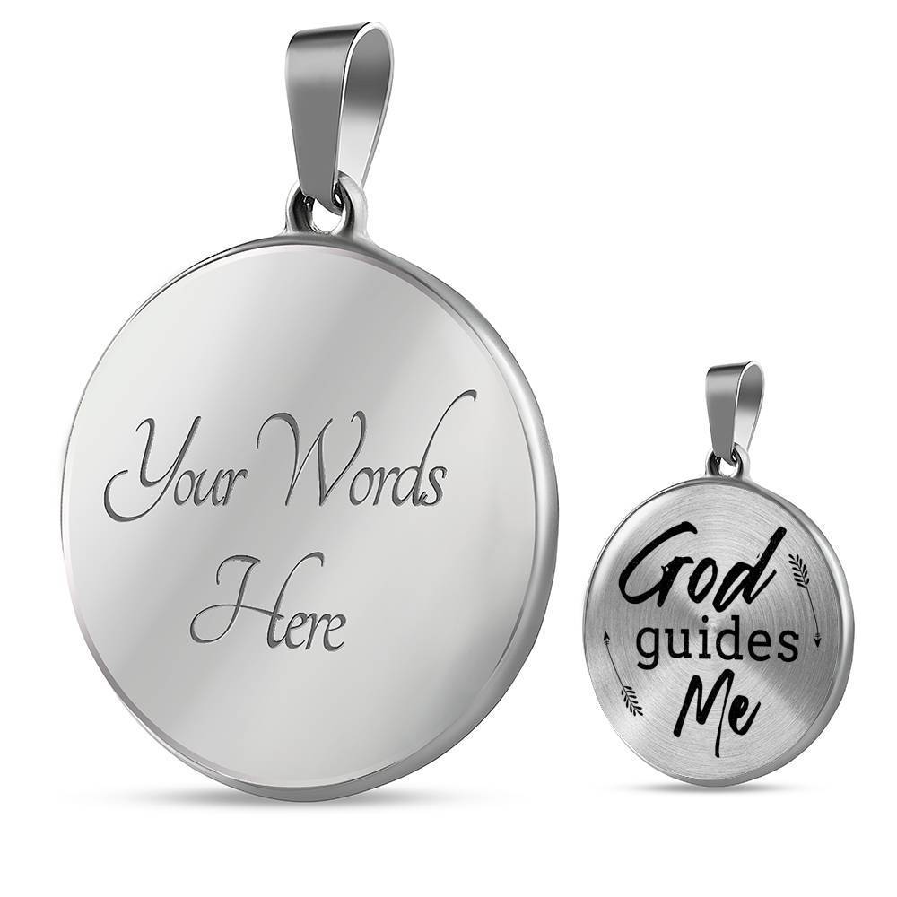 God Guides Me Bible Verse Circle Necklace Stainless Steel or 18k Gold 18-22"