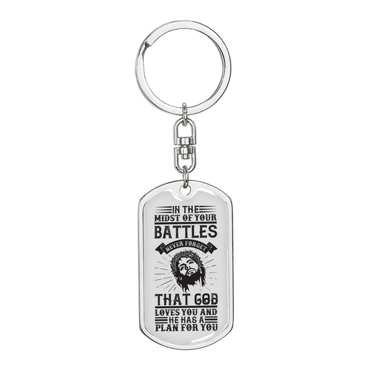 God Has A Plan Keychain Stainless Steel or 18k Gold Dog Tag Keyring-Express Your Love Gifts