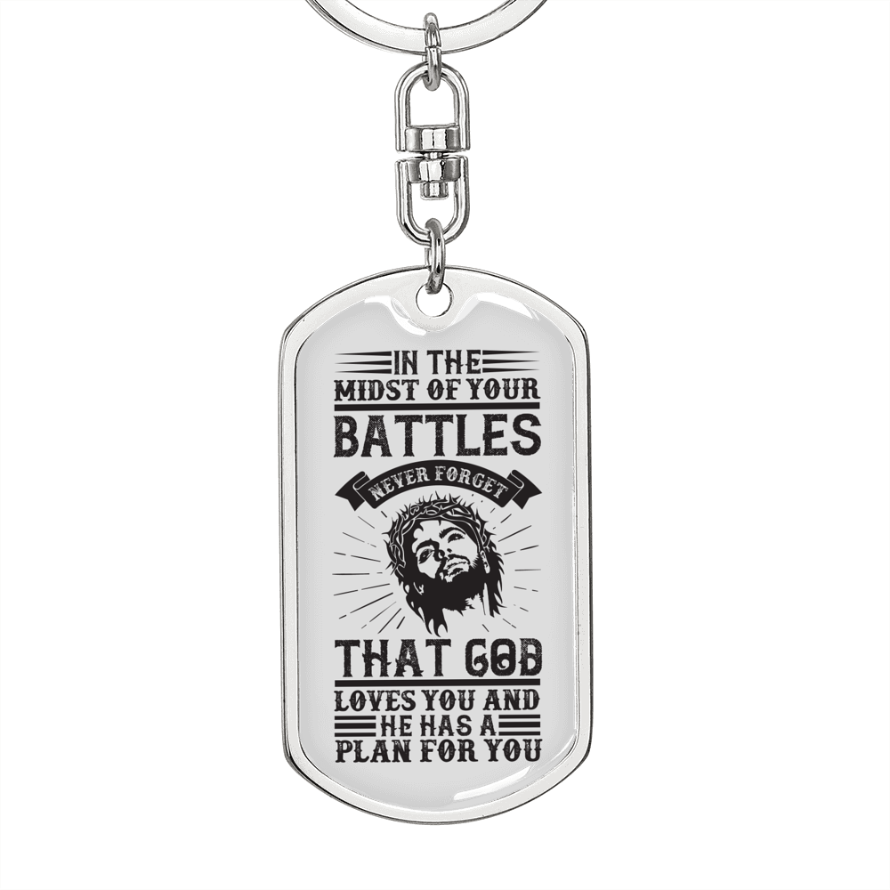 God Has A Plan Keychain Stainless Steel or 18k Gold Dog Tag Keyring-Express Your Love Gifts