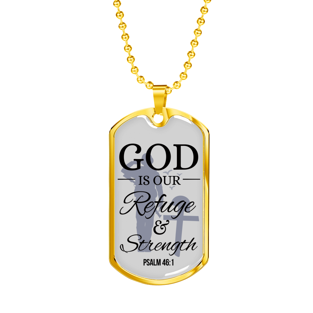 God Is Always Ready To Help Bible Verse Gift Psalm Necklace Stainless Steel or 18k Gold Dog Tag 24" Chain-Express Your Love Gifts