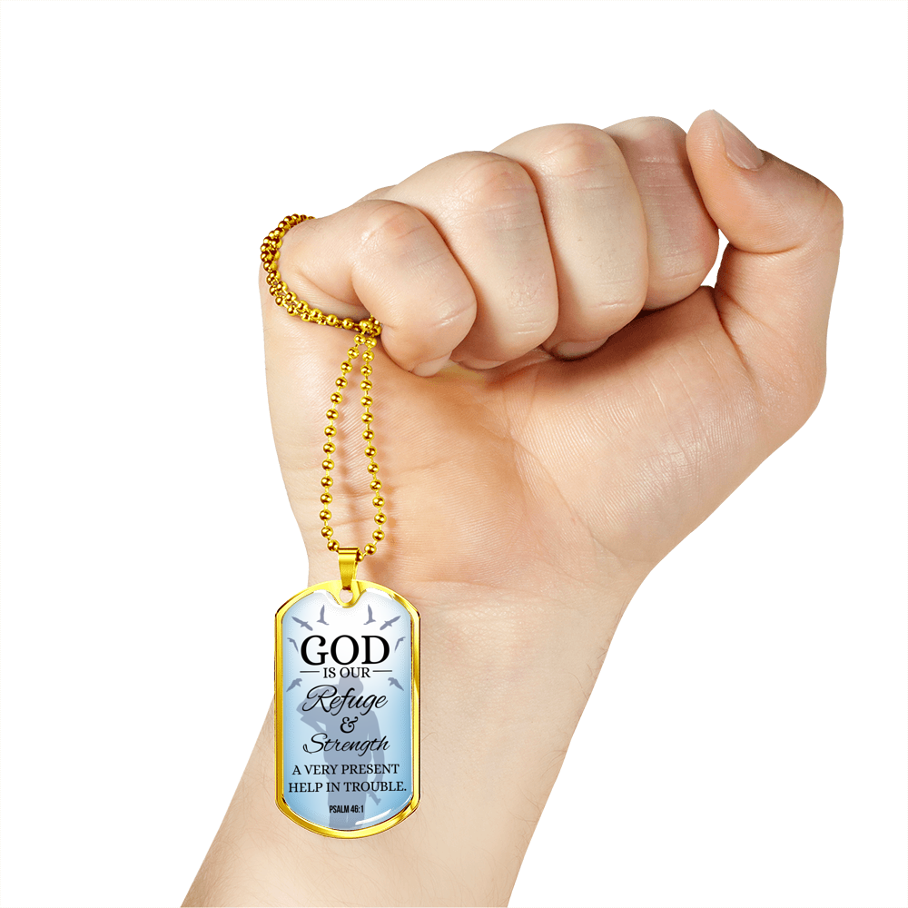 God Is Always Ready To Help Christian Faith Necklace Stainless Steel or 18k Gold Dog Tag 24" Chain-Express Your Love Gifts