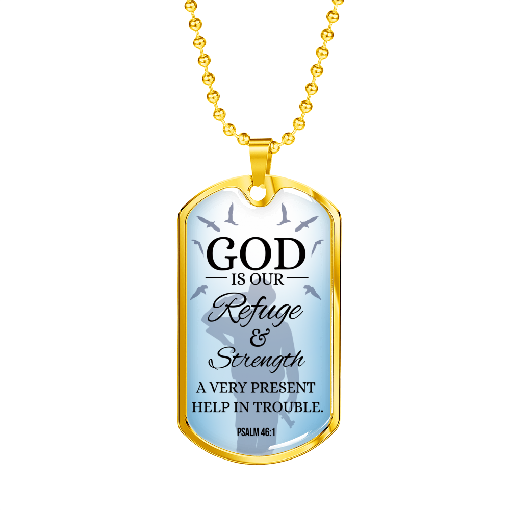 God Is Always Ready To Help Christian Faith Necklace Stainless Steel or 18k Gold Dog Tag 24" Chain-Express Your Love Gifts