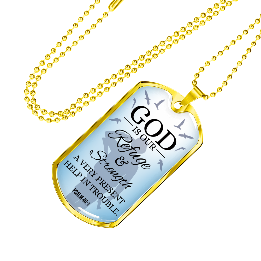 God Is Always Ready To Help Christian Faith Necklace Stainless Steel or 18k Gold Dog Tag 24" Chain-Express Your Love Gifts