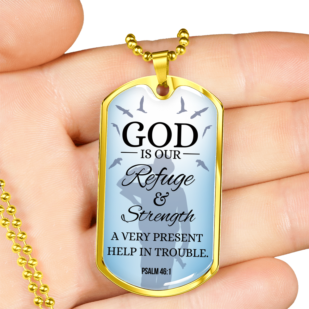 God Is Always Ready To Help Christian Faith Necklace Stainless Steel or 18k Gold Dog Tag 24" Chain-Express Your Love Gifts