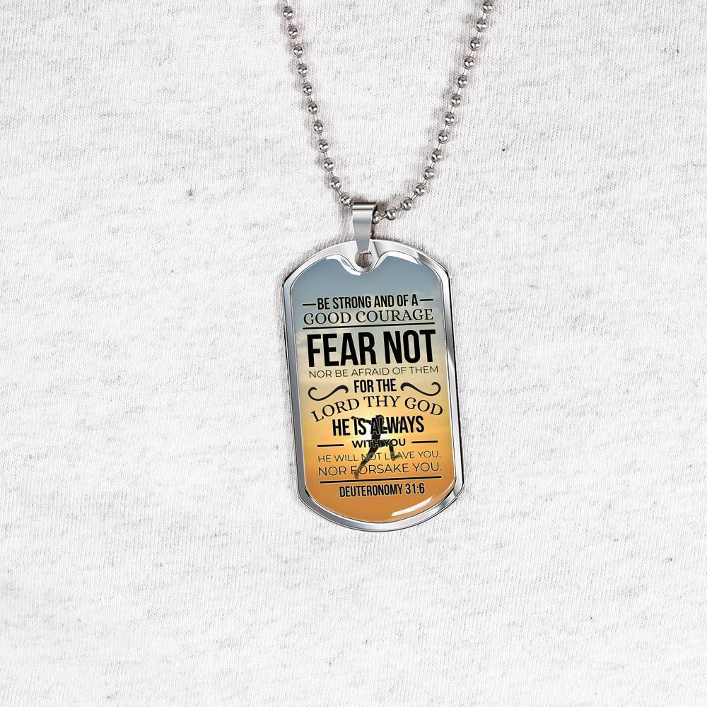 God Is Always With You Deuteronomy Necklace Stainless Steel or 18k Gold Dog Tag 24" Chain-Express Your Love Gifts